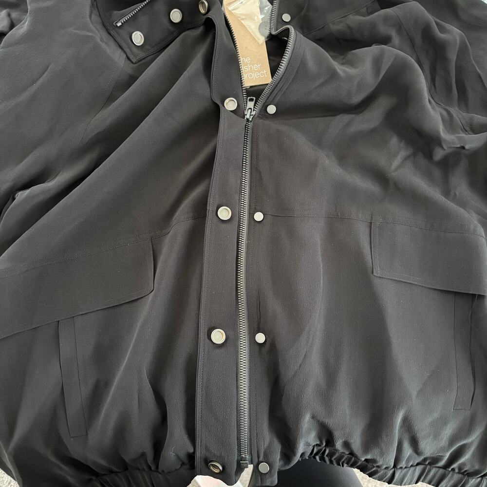 NWT Eileen Fisher Stand Collar 100% Silk Black Jacket Quiet Luxury Refined SZ L - Picture 8 of 11